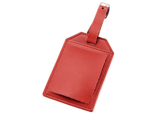 Rectangle PU Leather Travel Koper Tag Label Tas Tag Koper Dengan Tali Gesper