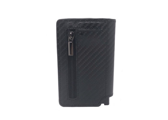 Karbon PU Kulit RFID Kartu Kredit Organizer Dompet Pemegang Kartu Persegi Panjang