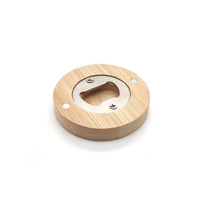 Magnetic Bamboo Metal Bottle Opener - Magnet Kulkas Kayu Bulat