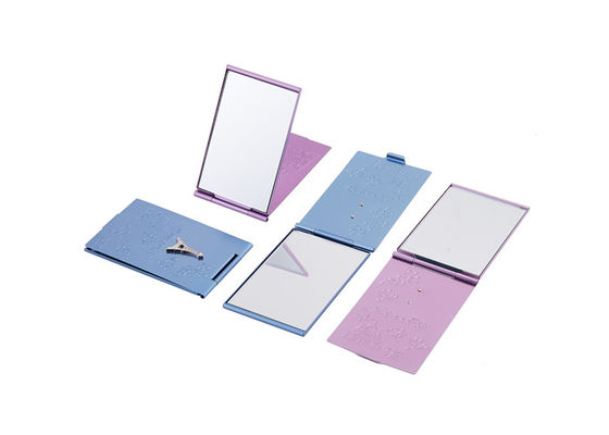 Cermin Saku Kosmetik Aluminium Ungu 60mm Cermin Dompet Kecil
