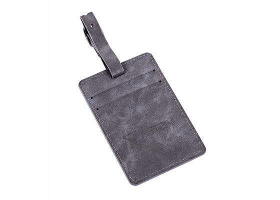 Tag Kulit Asli Abu-abu Rectangle Pu Leather Bagage Tag Hadiah Souvenir