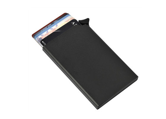 Logam ABS Slim Aluminium Pemegang Kartu Kredit Pola Serat Karbon