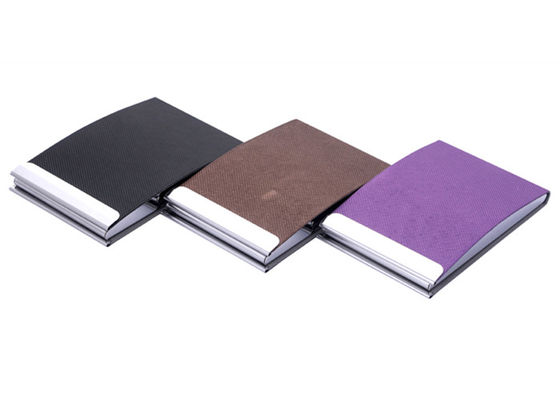 Kulit Pemegang Kartu Nama Magnetik Logam Kustom Logo PU Card Case