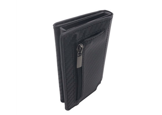 Karbon PU Kulit RFID Kartu Kredit Organizer Dompet Pemegang Kartu Persegi Panjang