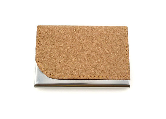 Stainless Besi PU Kulit gabus pemegang kartu Magnetic Eco Friendly Card Case 65g