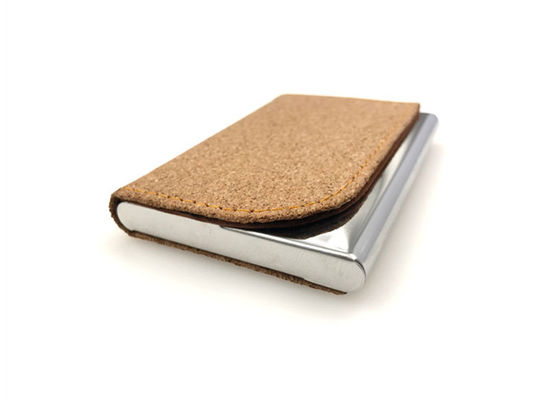 Stainless Besi PU Kulit gabus pemegang kartu Magnetic Eco Friendly Card Case 65g