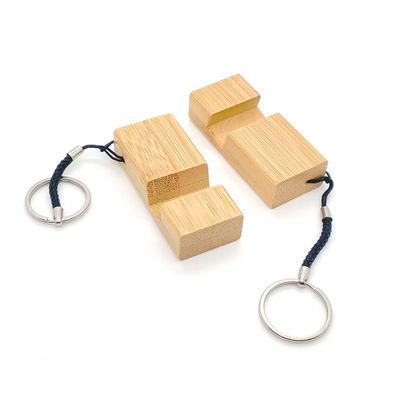 Handmade Wooden Phone Stand Keychain Pencetakan UV Multi Fungsional