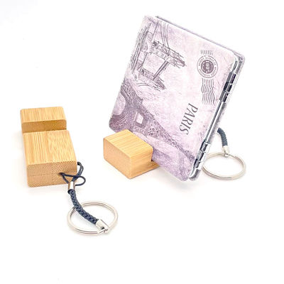 Handmade Wooden Phone Stand Keychain Pencetakan UV Multi Fungsional
