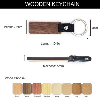Ukiran Gantungan Kunci Kulit Kayu yang Dapat Disesuaikan - Kayu Walnut Beech