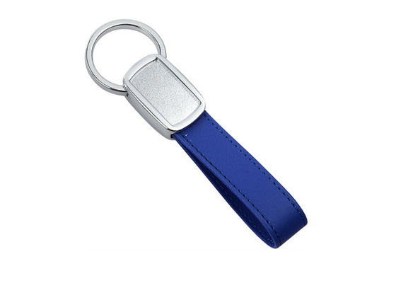 Pita Warna PU Biru Gantungan Kunci Kulit Hijau Personalized Epoxy Doming Logo