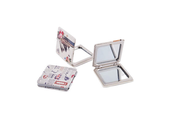 Cermin Saku Kosmetik Mini Persegi PU Kulit ABS Pola Digital Printing