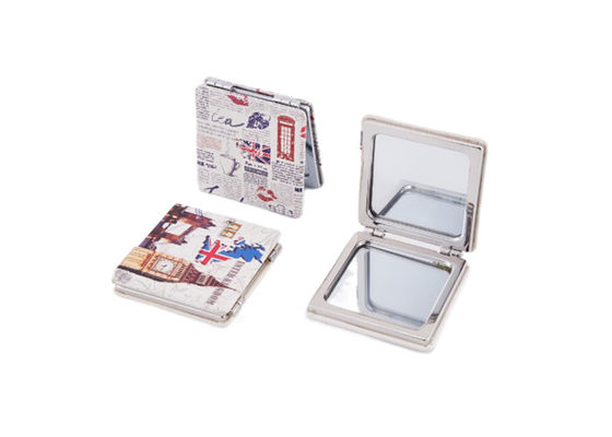 Square Double Kosmetik Pocket Mirror Mini ABS Souvenir Gift Printing Logo