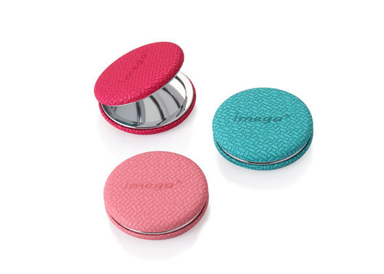 Cermin Saku Kosmetik PU Lipat Pola Menenun Ketebalan 72mm