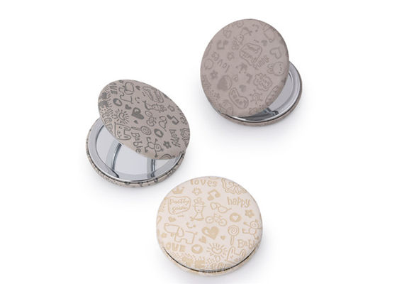 Debossing Kosmetik Dompet Cermin Ringkas Pola Lucu Kulit PU