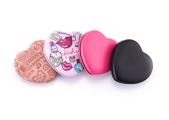 Debossing Heart Cosmetic Pocket Mirror ABS Lipat Makeup Mirror Untuk Perjalanan