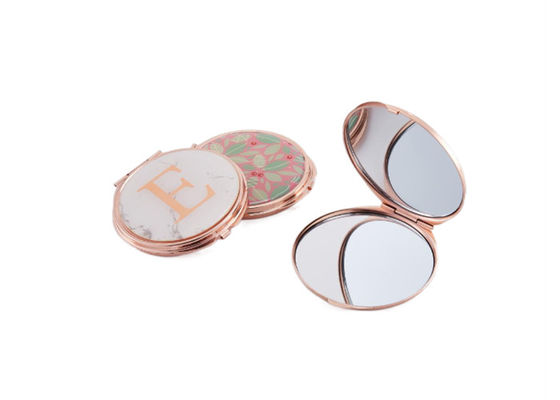 ABS Logam Rose Gold Cermin Saku Kosmetik Pantone Cermin Lipat Kecil