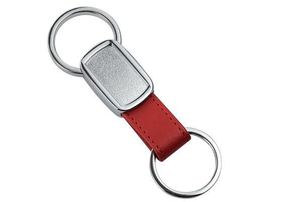 Epoxy Doming Personalized Kulit Gantungan Kunci 10mm Debossed Tape Metal Keyring