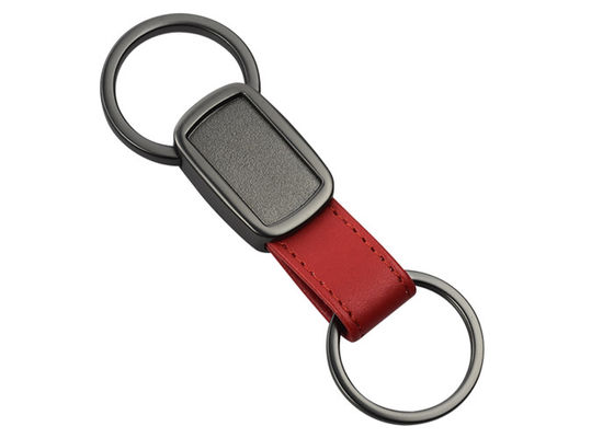 Epoxy Doming Personalized Kulit Gantungan Kunci 10mm Debossed Tape Metal Keyring