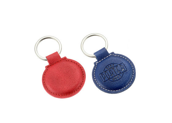 Debossing Logo PU Kulit Gantungan Kunci Pemegang Ketebalan Bulat 6.5mm