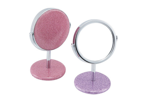 Imega Shining PU Circle Makeup Mirror Dua Sisi Kosmetik Lucu Dapat Diputar