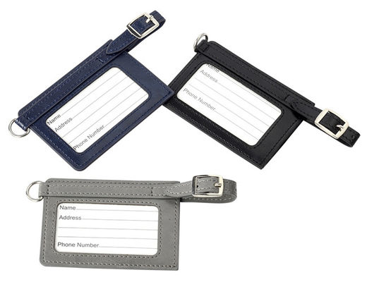 Tag Bagasi Kulit Pribadi Logam PU Rectangle Cool Metal Baggage Tag