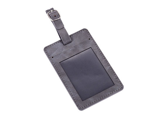 Tag Kulit Asli Abu-abu Rectangle Pu Leather Bagage Tag Hadiah Souvenir