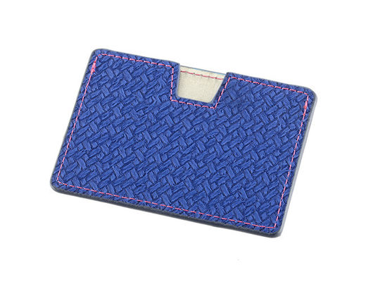 Dompet Organizer Kartu Kredit Rectangle PU Leather Weave Wallet Debossing Logo