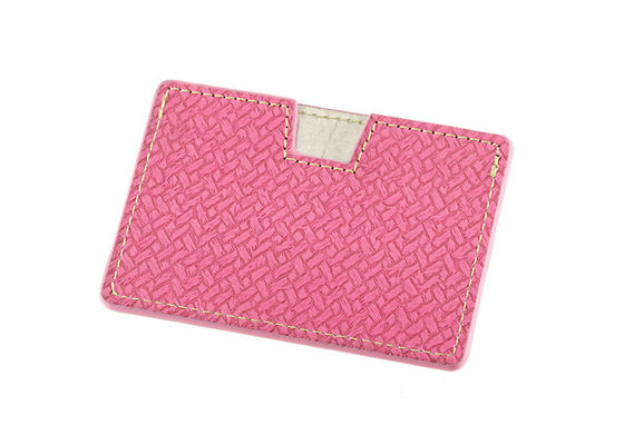 Dompet Organizer Kartu Kredit Rectangle PU Leather Weave Wallet Debossing Logo
