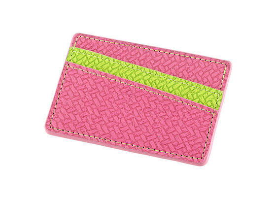 Dompet Organizer Kartu Kredit Rectangle PU Leather Weave Wallet Debossing Logo