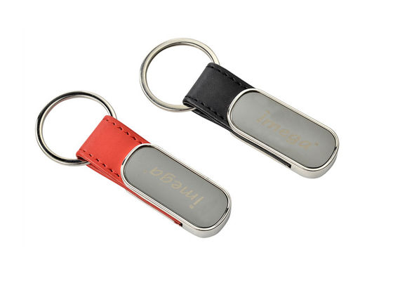 Jahitan PU Kulit Gantungan Kunci Laser Logo Zinc Alloy Leather Holder Untuk Kunci