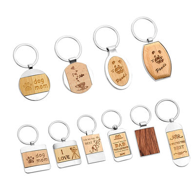 Harga bagus Bambu Beechwood Kayu Terukir Gantungan Kunci Sublimasi Paduan Seng Gantungan Kunci Kosong on line