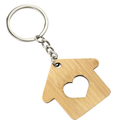 Harga bagus Rumah Kayu Alami Gantungan Kunci Cincin Logam Liontin Tas Hadiah on line