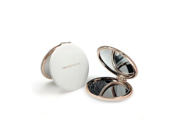 Harga bagus Cermin Ringkas Logam Rose Gold Lipat Cermin Saku Terukir Tebal 1cm on line
