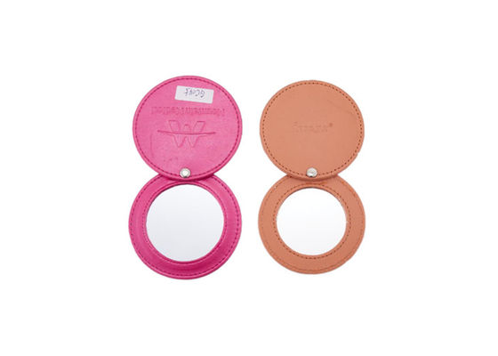 Harga bagus 35g Single Side Rotatable Cosmetic Pocket Mirror PU Leather Untuk Promosi on line