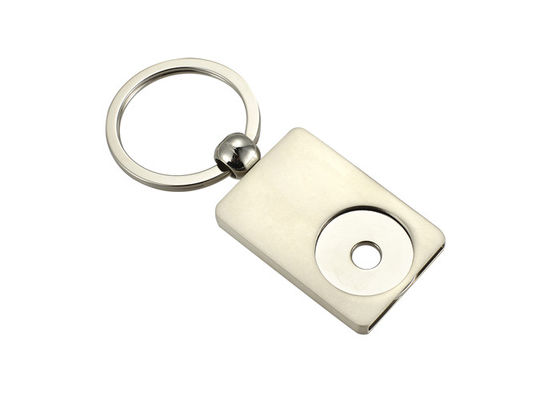Harga bagus Besi UV Printing Metal Keychain Holder Rectangle Trolley Coin Keyring on line