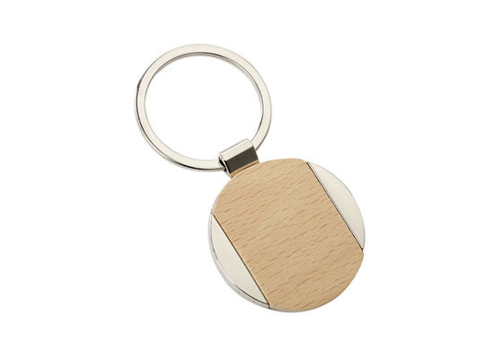 Harga bagus Besi Nikel Beech Kayu Logam Gantungan Kunci Pemegang Bulat Promosi on line