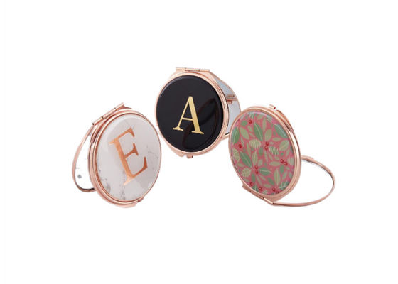 Harga bagus ABS Logam Rose Gold Cermin Saku Kosmetik Pantone Cermin Lipat Kecil on line