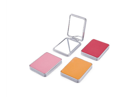 Harga bagus Lipat PU Kosmetik Pocket Mirror 11mm PU Rectangle Small Hand Mirror on line