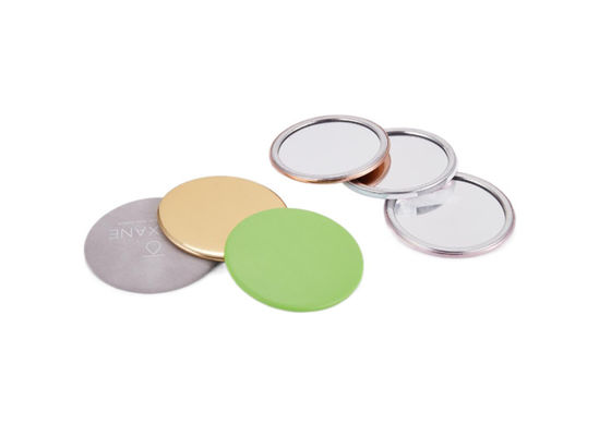 Harga bagus Cermin Rias Kaca ABS Lipat 11mm Bulat Compact Mirror Logo Kulit PU on line