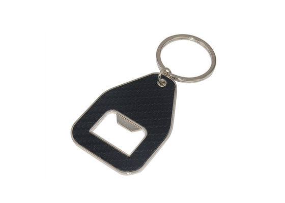 Harga bagus Zinc Alloy PU Kulit Gantungan Kunci Pemegang Pembuka Botol Serat Karbon Gantungan Kunci on line
