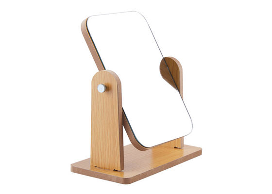 Harga bagus Cermin Meja Bulat Kayu yang Dapat Diputar Rectangle Double Sided Makeup Mirror on line