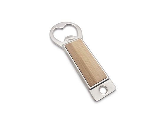 Harga bagus Personalized Rectangle Keychain Logam Pembuka Botol Kayu Epoxy Doming Logo on line