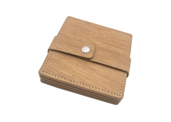 Harga bagus Gelas Gelas Square Leather Coaster Kayu PU Leather Drink Coaster on line