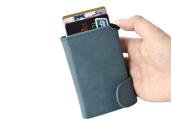 Harga bagus Dompet Organizer Kartu Kredit RFID Masukkan Aluminium Pencetakan UV Kulit PU on line