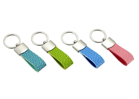 Harga bagus Weave Tekstur PU Kulit Gantungan Kunci Logo Disesuaikan Gantungan Kunci Multifungsi on line